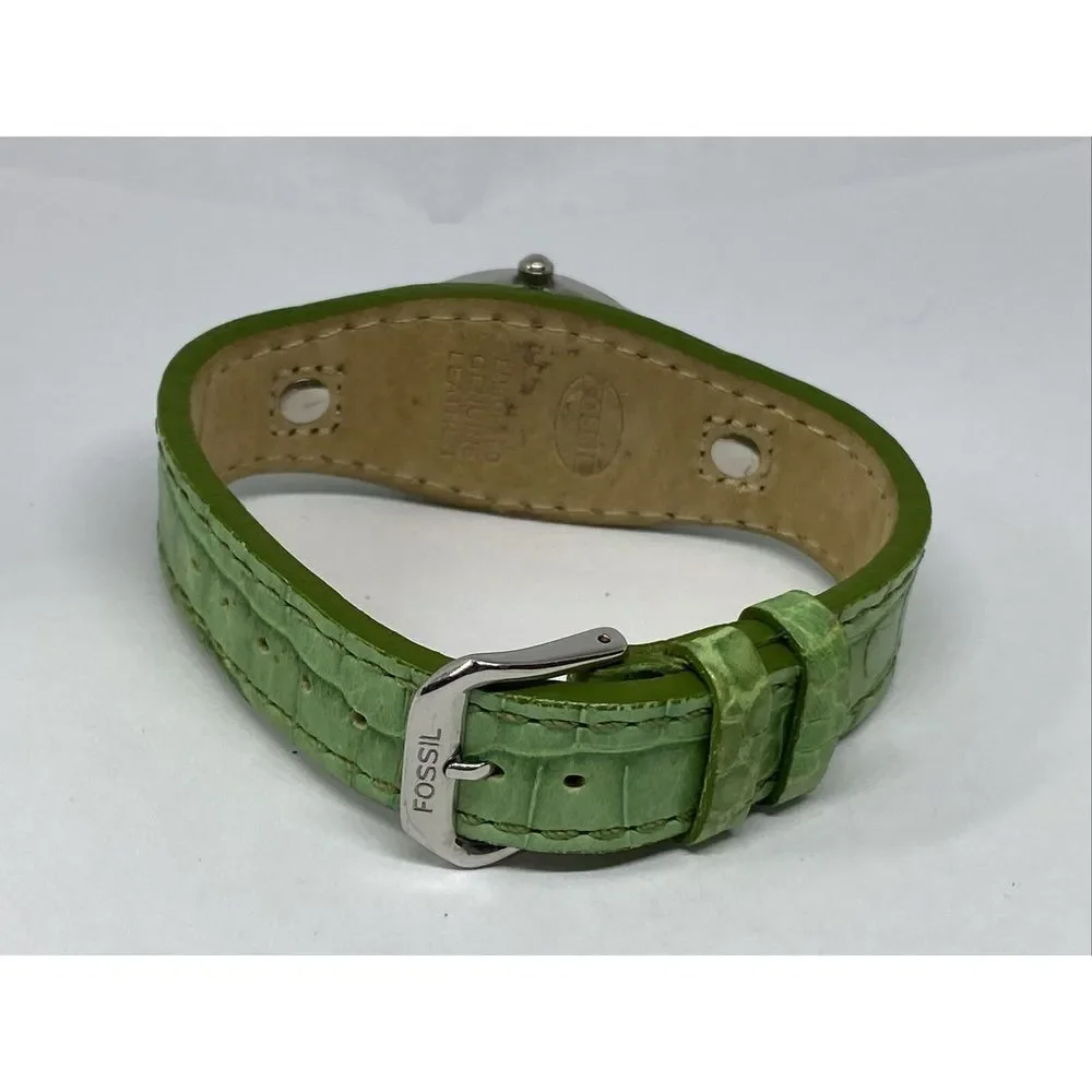 Fossil ES9934 Women's Green Leather Analog White Dial Quartz Genuine Watch XX410